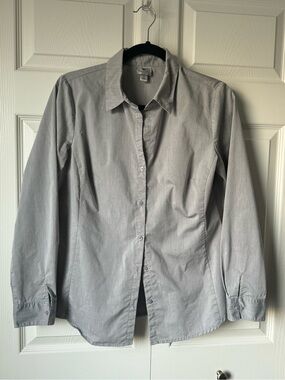 Gray button down shirt